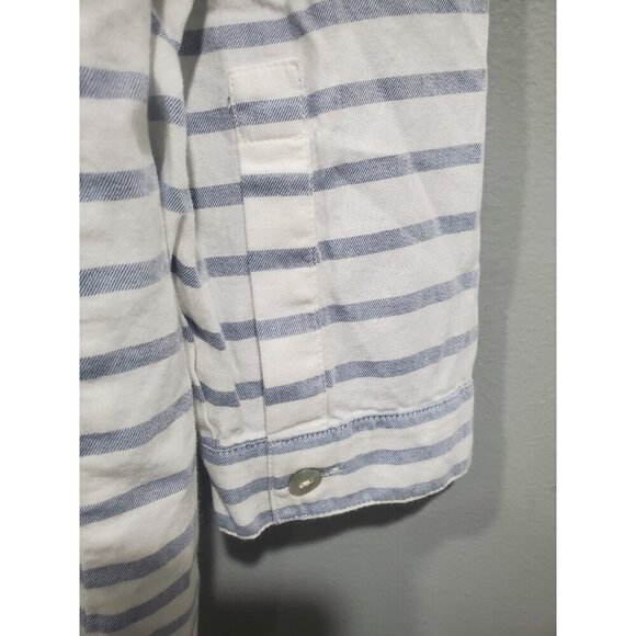 J. Jill Women's Button Front Top White Gray Striped Tunic Long-sleeved Sz S Tall - Picture 15 of 15